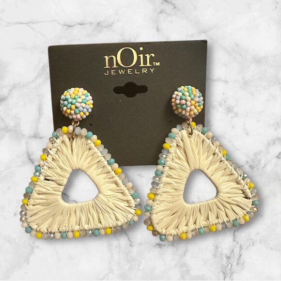 nOir Jewelry - Triangle Raffia Drop Earrings - Picture 2 of 4